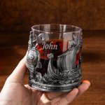 Personalized Viking Nordic Style 10 oz Whiskey Glass with Thick Base and Name Father's Day Birthday Gift for Men