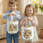 Personalised Cute Egg Hunter Bunny Easter Basket with Name Easter Party Eggs Hunting Gift for Kids