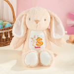 Personalised Cute Rabbit Bunny Easter Bunny Stuffed Toy with Name and Initial Easter Egg Hunt Gift for Kids Boys Girls