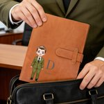 Couverture de carnet de croquis A5 en cuir PU avec initiale du nom et pochette de rangement personnalisée Cadeau d'anniversaire pour les employés de bureau