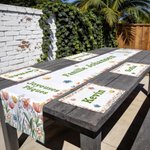 Ensemble chemin de table personnalisé avec motif lapin de Pâques et nom - Style aquarelle - Cadeau Pâques pour famille