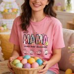 Gepersonaliseerd Multicolor Paashaas T-shirt Sweatshirt met 1-12 Namen Dagelijks Dragen Verjaardag Paasfeest Cadeau voor Moeder Papa Oma