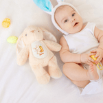 Personalised Cute Rabbit Bunny Easter Bunny Stuffed Toy with Name and Initial Easter Egg Hunt Gift for Kids Boys Girls