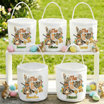 Personalised Cute Egg Hunter Bunny Easter Basket with Name Easter Party Eggs Hunting Gift for Kids