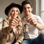 Photo personnalisée à 3D Mini poupée Figure en résine Porte-clés Bagage Anniversaire Cadeau pour Couples Famille Amis