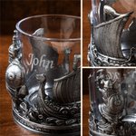 Personalized Viking Nordic Style 10 oz Whiskey Glass with Thick Base and Name Father's Day Birthday Gift for Men