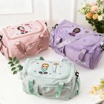 Borsa personalizzata con personaggio animato, fiore di nascita e nome, impermeabile e capiente - Regalo di Natale e compleanno per famiglia e amici