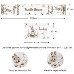 Ensemble chemin de table personnalisé avec motif lapin de Pâques et nom - Style aquarelle - Cadeau Pâques pour famille