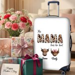 Personalised 1-8 Cute Highland Cows Luggage Protective Cover with Names Travel Essentials Birthday Gift for Travel Lover Mom Grandma