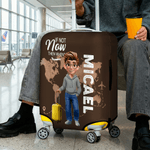 Personalised 3D Cartoon Character Airplane Map Luggage Cover Fits 18-32 Inches Suitcase with Name Travel Use Birthday Gift for Family Friends