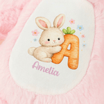 Personalised Cute Rabbit Bunny Easter Bunny Stuffed Toy with Name and Initial Easter Egg Hunt Gift for Kids Boys Girls
