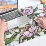 Gepersonaliseerde Retro Glas in lood Bloemen Muismat met naam Kantoor Verjaardagscadeau voor vrouwen Collega's Vrienden