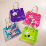 Personalised Birth Flower Holographic Clear Tote Bag with Name Beach Daily Travel Accessories Bachelorette Party Wedding Gift for Brides Women