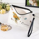 Trousse personalizzata con nome e fiori di nascita - Regalo di compleanno per donne, amiche o famiglia