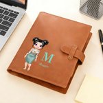 Couverture de carnet de croquis A5 en cuir PU avec initiale du nom et pochette de rangement personnalisée Cadeau d'anniversaire pour les employés de bureau