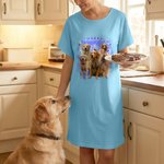 Personalised Multicolor 5 Pet Photos Soft Nightdress with Name Daily Wear Birthday Anniversary Gift for Woman Pet Lover