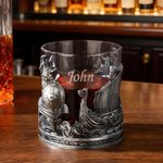 Personalized Viking Nordic Style 10 oz Whiskey Glass with Thick Base and Name Father's Day Birthday Gift for Men