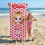 Personalized Cartoon Character Quick Dry Microfiber Beach Towel and Drawstring Bag Set with Name Travel Birthday Summer Vacation Gift for Kids Family