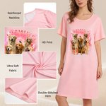 Personalised Multicolor 5 Pet Photos Soft Nightdress with Name Daily Wear Birthday Anniversary Gift for Woman Pet Lover