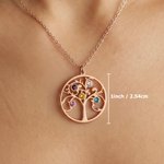 Personalised Tree of Life Design Necklace with 1-12 Birthstones Dainty Jewellery Mother's Day Birthday Gift for Mom and Grandma