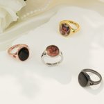 Personalised Heat-Activated Hidden Photo Sterling Silver Ring with Two Birthstones and Text Memorable Jewellery Birthday Anniversary Gift for Women