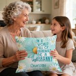 Personalized In A World Full Of Grandmas 1-8 Names Soft Throw Pillow Cover with Nickname Home Decor Birthday Gift for Mom Grandma