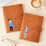 Couverture de carnet de croquis A5 en cuir PU avec initiale du nom et pochette de rangement personnalisée Cadeau d'anniversaire pour les employés de bureau