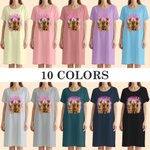 Personalised Multicolor 5 Pet Photos Soft Nightdress with Name Daily Wear Birthday Anniversary Gift for Woman Pet Lover