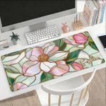 Gepersonaliseerde Retro Glas in lood Bloemen Muismat met naam Kantoor Verjaardagscadeau voor vrouwen Collega's Vrienden