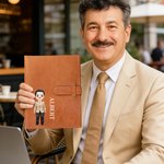 Couverture de carnet de croquis A5 en cuir PU avec initiale du nom et pochette de rangement personnalisée Cadeau d'anniversaire pour les employés de bureau