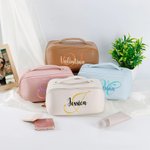 Trousse personalizzata in pelle PU con nome, accessori da viaggio - Regalo di compleanno o anniversario per donne