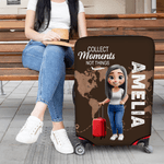 Personalised 3D Cartoon Character Airplane Map Luggage Cover Fits 18-32 Inches Suitcase with Name Travel Use Birthday Gift for Family Friends