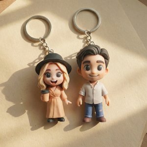 Personalised Creative Photo to 3D Mini Doll Figure Resin Keychain Bag Tag Birthday Anniversary Gift for Couples Family Friends