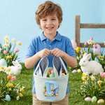 Cestino pasquale personalizzato con nome e iniziale, effetto stampa 3D simulata e orecchie di coniglio - regalo per Pasqua per bambini