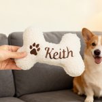 Personalized Bone Pet Toy with Embroidered Name Dog Training Birthday Gift for Dog Owner Pet Trainer