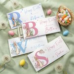 Personalized Cute Flower Balloon Bunny Initial Money Wallet with Name and Envelope Easter Party Gift for Kids Friends