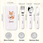 Personalized Cute Flower Animal Fork Spoon Knife 3 Pcs Cutlery Set with Name Back to School Easter Birthday Gift for Boys Girls