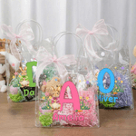 Personalized Cute Bunny Initial Easter Gift Bag with Name and Bow Easter Party Gift for Boys Girls