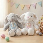 Jouet en peluche lapin avec nom et année de la première fête de Pâques Cadeau de fête de bébé pour les enfants