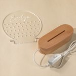Personalised Heart Shaped Round LED Acrylic Earring Holder with Name and Wooden Base Birthday Earrings Storage Versatile Home Decor Gift for Women