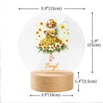 Personalised Birth Flower Fairy Acrylic Night Light with Name and Wooden Base Room Decor Birthday Gift for Girls