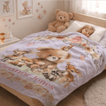 Personalized Cute Floral Jungle Animal Multicolour Soft Throw Blanket with Name Home Decor Daily Use Birthday Gift for Kids