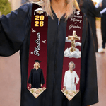 Personlig Fredsduva och Kors Design Gradient Färg Graduation Sash med Namn och Foto Graduation Celebration Present för Klass 2026 Graduates