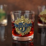 Personalised Retro Classic Badge Initial Name 10 oz Rock Whiskey Glass Old Fashioned Birthday Gift for Man Bartender Whiskey Enthusiast