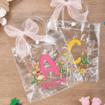 Personalized Cute Bunny Initial Easter Gift Bag with Name and Bow Easter Party Gift for Boys Girls
