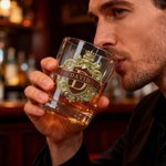 Personalised Retro Classic Badge Initial Name 10 oz Rock Whiskey Glass Old Fashioned Birthday Gift for Man Bartender Whiskey Enthusiast