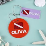 Personalisierte Multicolor Taucher Flagge Design Acryl Gepäckanhänger mit Text Reisezubehör Tauchen Ausbildung Geburtstag Geschenk für Taucher