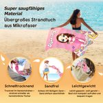 Personalisiertes Strandtuch mit Cartoonfigur und Hintergrund in Bonbon-Farben Optional mit Turnbeutel Sommerausflug Geschenk für Kinder und Familie