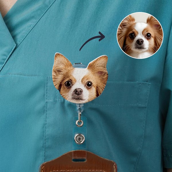 Personalised 1-3 Pet Photos Badge Reel Nurse Week Birthday Gift for Pet Lovers Nurses Medical Staff