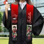 Personalised 2/4 Photos Design Gradient Colour Graduation Sash with Name and Year Graduation Celebration Gift for Class of 2026 Graduates